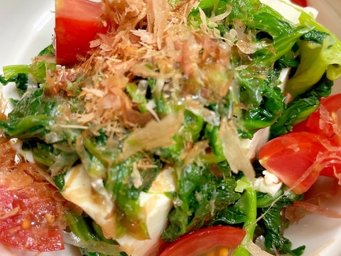 冷凍青菜と豆腐の和風サラダ